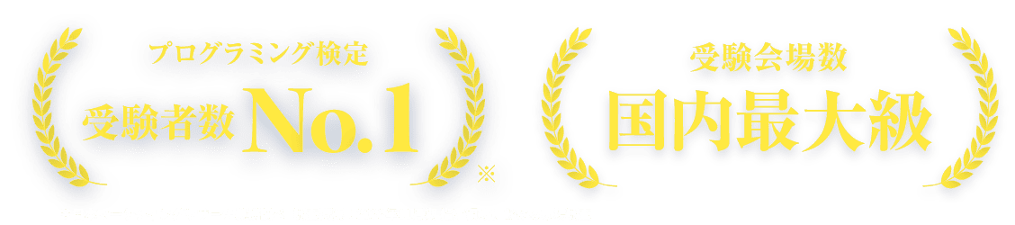 プログラミング検定受験者数No.1 ※日本マーケティングリサーチ機構調べ   調査概要：2022年11月期 指定領域における市場調査